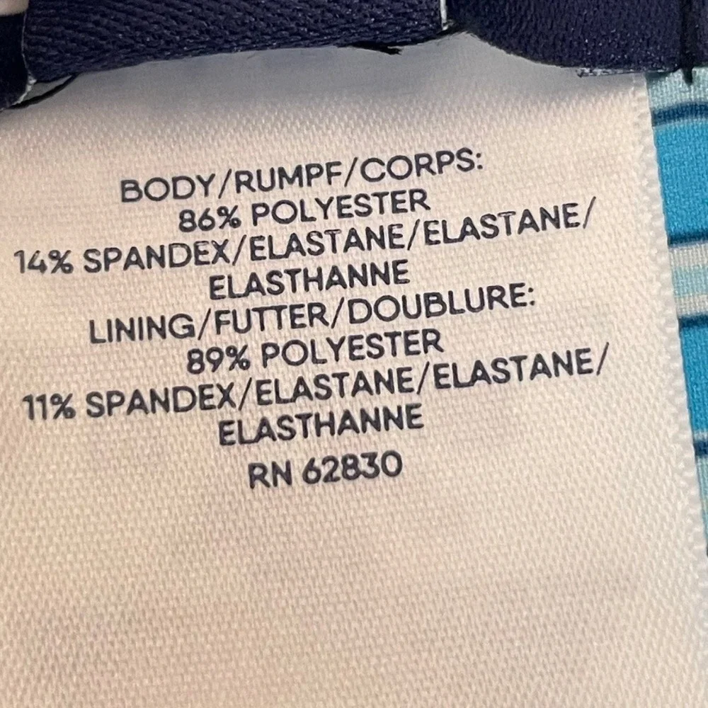 Lands End Mens Swim Trunks Shorts‎ Blue Stripe XXL Elastic Waist Pockets
